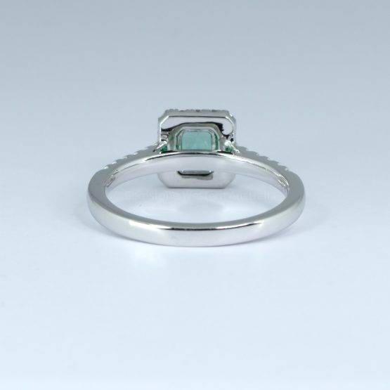 Classic Colombian Emerald and Diamond Halo Ring in 18K White Gold - 1982694
