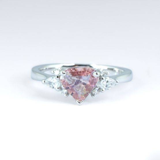 Unheated Padparadscha Sapphire Ring | Natural Padparadscha and Diamonds Ring in Platinum - 1982687