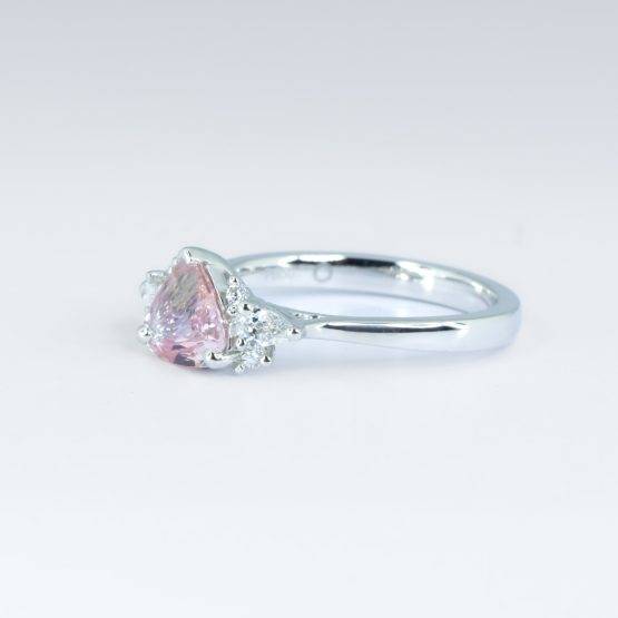 Unheated Padparadscha Sapphire Ring | Natural Padparadscha and Diamonds Ring in Platinum - 1982687-2