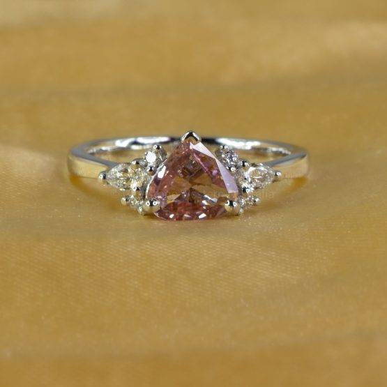 Unheated Padparadscha Sapphire Ring | Natural Padparadscha and Diamonds Ring in Platinum - 1982687-4