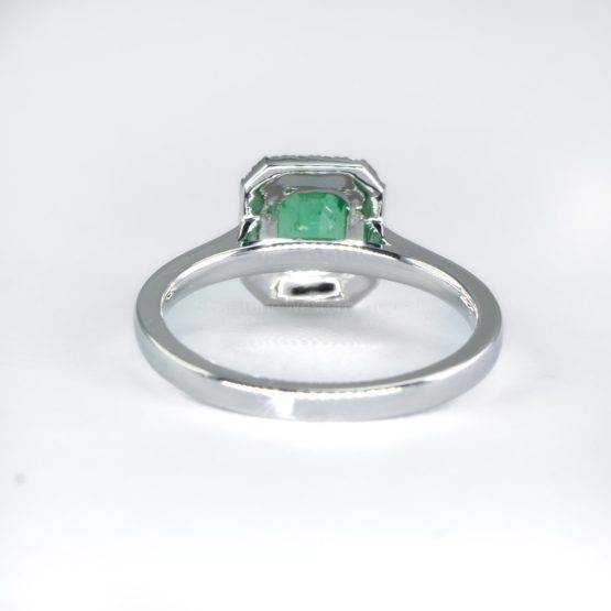 Platinum Emerald Ring with Diamond Halo - 1982695-4