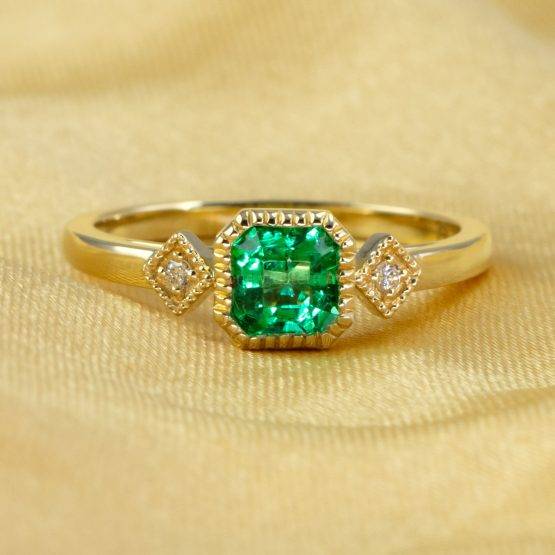 Natural Colombian Emerald 18K Yellow Gold Ring - 1982697-2