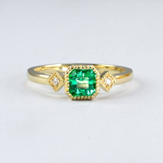 Natural Colombian Emerald 18K Yellow Gold Ring - 1982697-3
