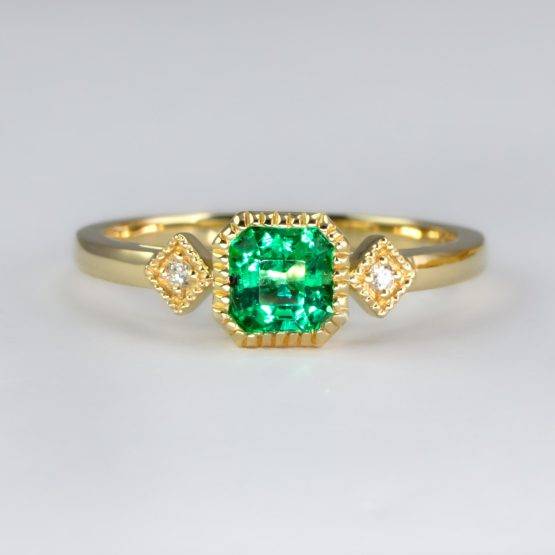 Natural Colombian Emerald 18K Yellow Gold Ring - 1982697-4