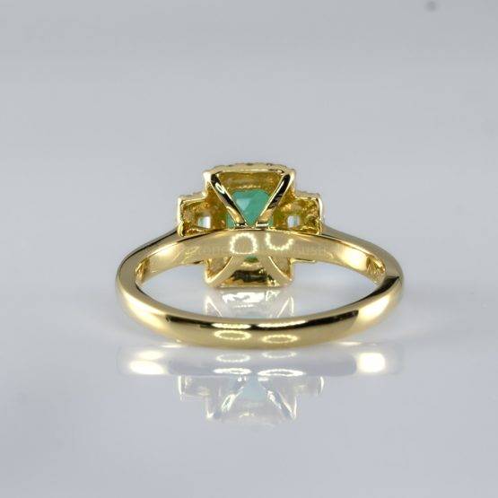 Colombian Emerald Three Stone Halo Ring Emerald and Diamond Three Stone Ring - 1982701-3
