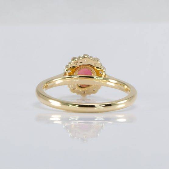 Natural Round Ruby Halo Ring | 18K Yellow Gold Ruby Ring - 1982705-5