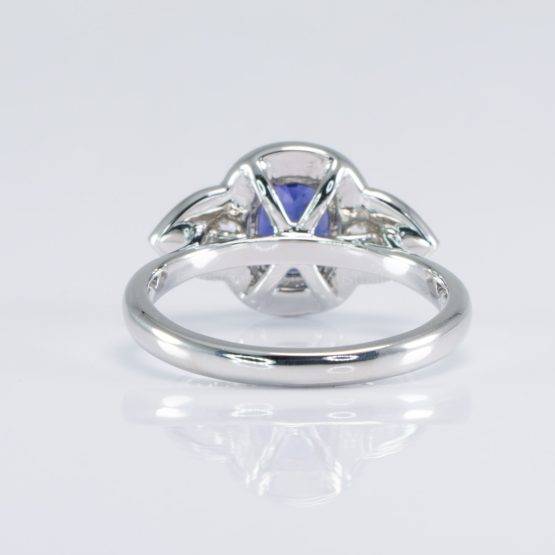 Natural Blue Sapphire and Diamonds Cluster Ring | Sapphire Platinum Ring - 1982707-4