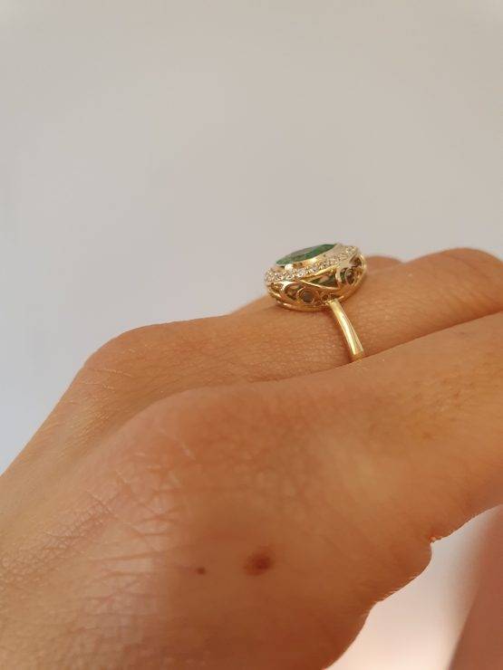 Pear Shape Emerald Ring | Pear Cut Colombian Emerald Ring - 1982717-1