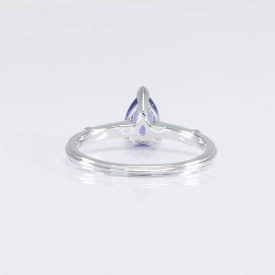 Natural Purple Blue Sapphire Solitaire Ring with Accents - 1982706-1