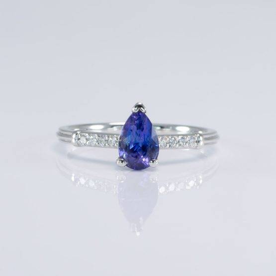 Natural Purple Blue Sapphire Solitaire Ring with Accents - 1982706-3