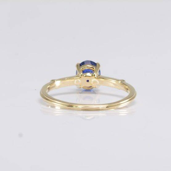 Oval Blue Sapphire Ring | Sapphire Solitaire Ring with Accent Diamonds - 1982709-3