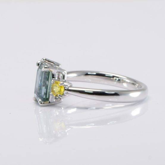 Platinum Asymmetrical Ring | Multi-colour Sapphire Ring - 1982711
