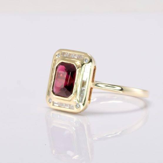 Art-Deco Inspired Ruby Ring |1.5ct Unheated Ruby Halo Ring - 1982714-1