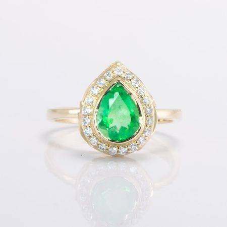 Pear Shape Emerald Ring | Pear Cut Colombian Emerald Ring - 1982717-3