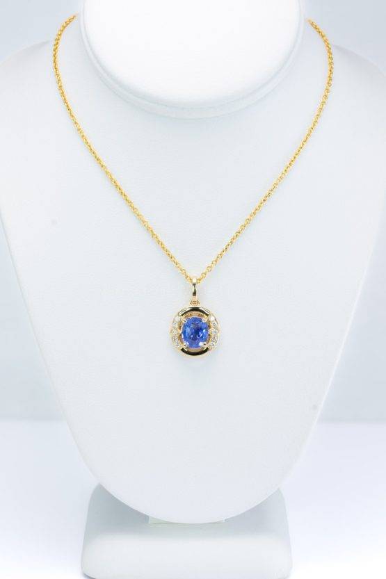 1.6ct Natural Sapphire Pendant in 18K Yellow Gold - 1982719