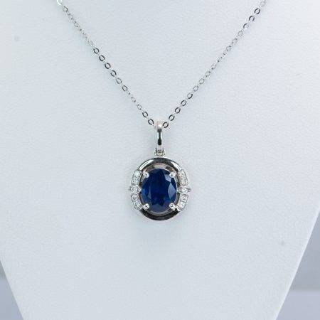 2.5 Carat Natural Sapphire Pendant in 18K White Gold - 1982724-1