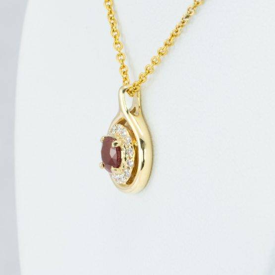 Natural Ruby Halo Pendant | Ruby Pendant in Yellow Gold - 1982726-3