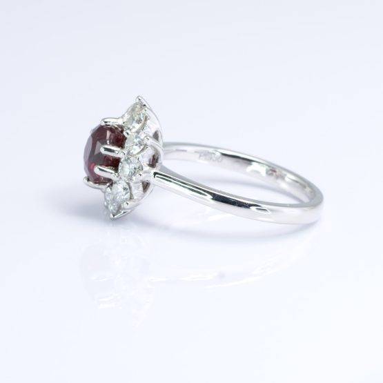 2.95ct Natural Ruby and Diamond Halo Ring in Platinum - 1982732 -1