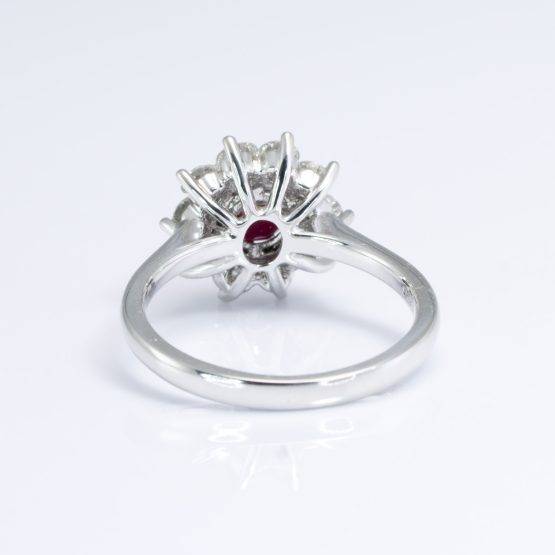 2.95ct Natural Ruby and Diamond Halo Ring in Platinum - 1982732 -2
