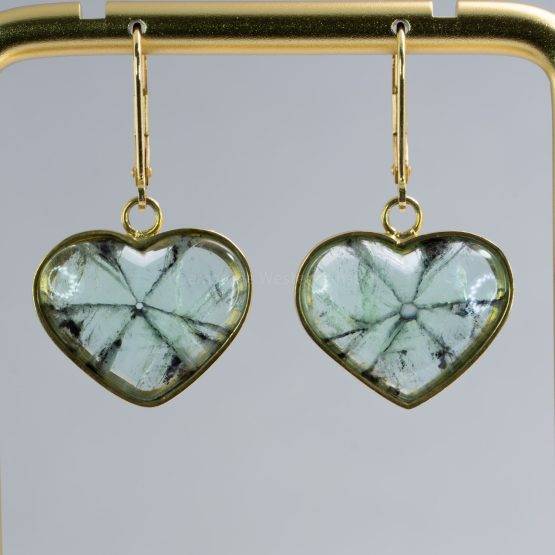 Heart-shaped Trapiche Emerald earrings - 1982733