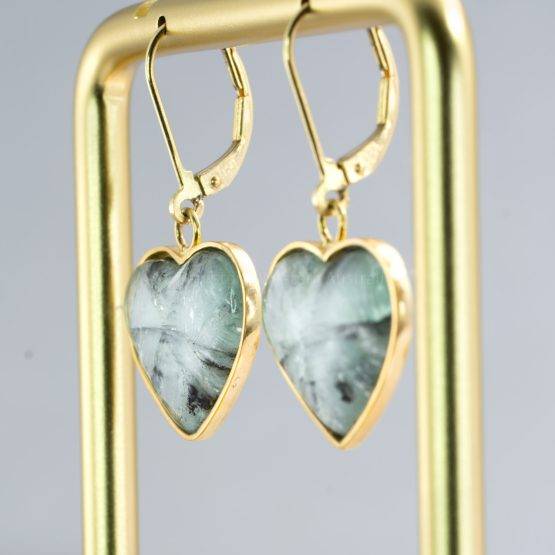 Heart-shaped Trapiche Emerald earrings