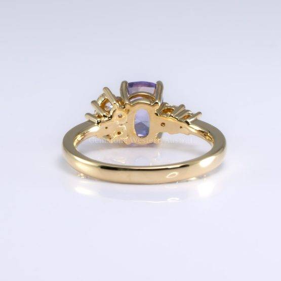 2.56ct Unheated Violet Sapphire Ring with Brilliant Diamond Accent | Unique Asymmetrical Design - 1982736-2