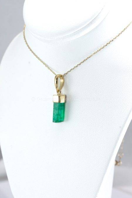 Natural Rough Colombian Emerald Pendant in 18K Yellow Gold - 1982745-1