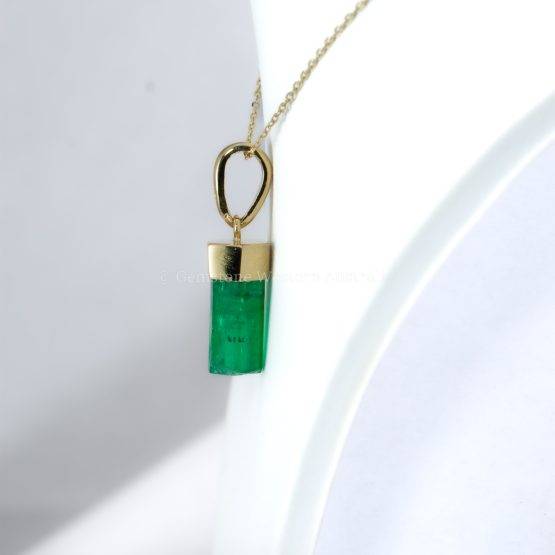 Natural Rough Colombian Emerald Pendant in 18K Yellow Gold - 1982745-3