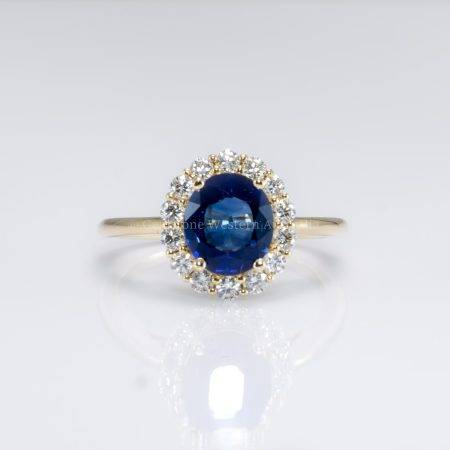 1.68ct Blue Sapphire Ring ft. Halo of Round Diamonds | Natural Sapphire Halo Ring - 1982737-4