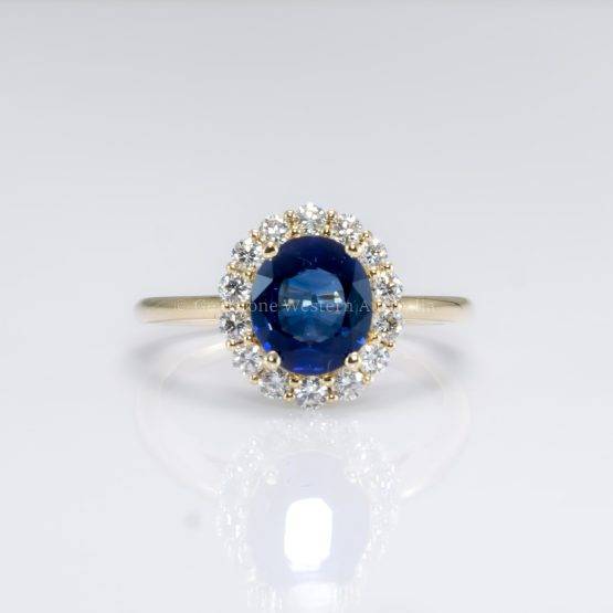 1.68ct Blue Sapphire Ring ft. Halo of Round Diamonds | Natural Sapphire Halo Ring - 1982737-4