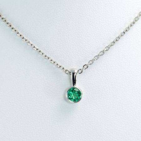 Natural Colombian Emerald Platinum Pendant Necklace - 1982744-2