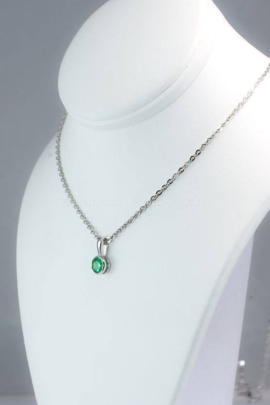 Natural Colombian Emerald Platinum Pendant Necklace - 1982744-3