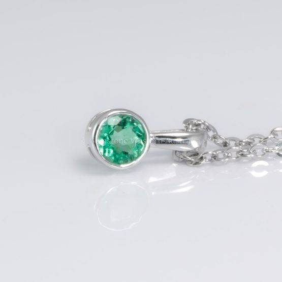 Natural Colombian Emerald Platinum Pendant Necklace - 1982744-5