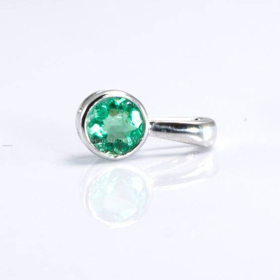 Natural Colombian Emerald Platinum Pendant Necklace - 1982744-6