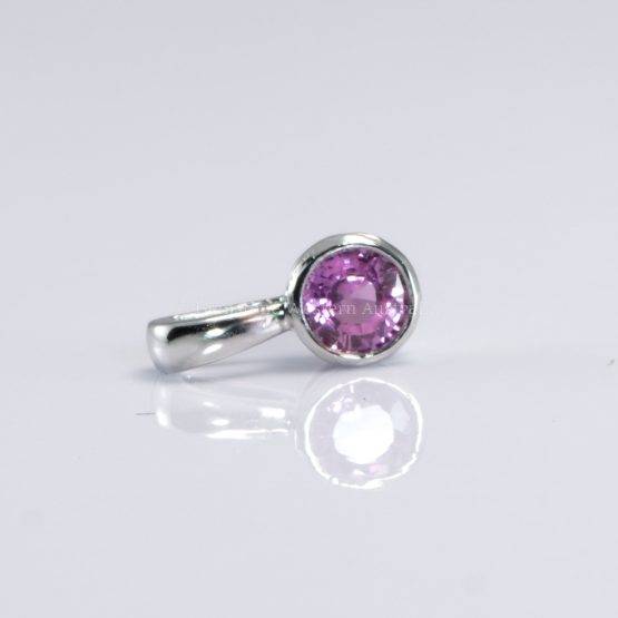 Platinum Pendant with Round Pink Sapphire | Bezel-Set Sapphire Pendant - 1982743-2