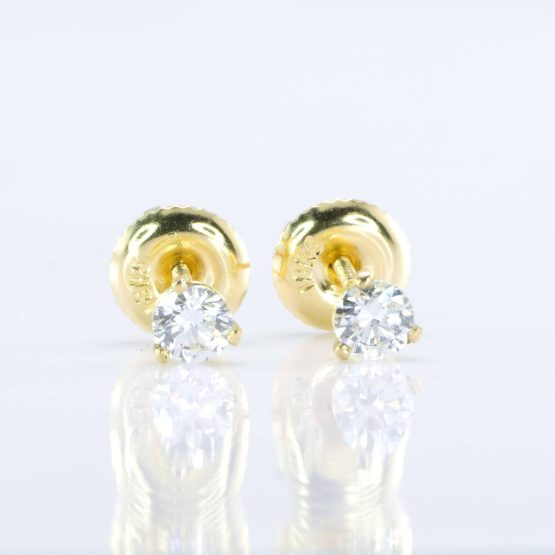 F VS Round Diamond Stud Earrings in 18K Yellow Gold - 1982730