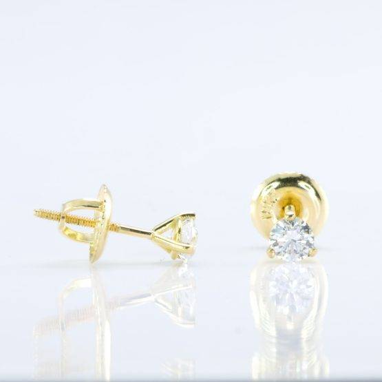F VS Round Diamond Stud Earrings in 18K Yellow Gold - 1982730-1