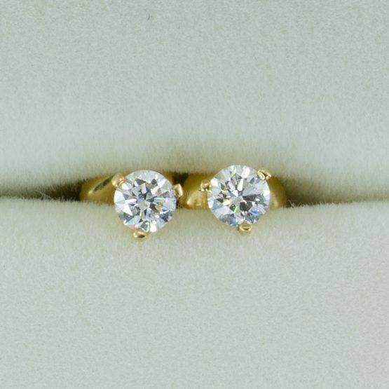 F VS Round Diamond Stud Earrings in 18K Yellow Gold - 1982730-2