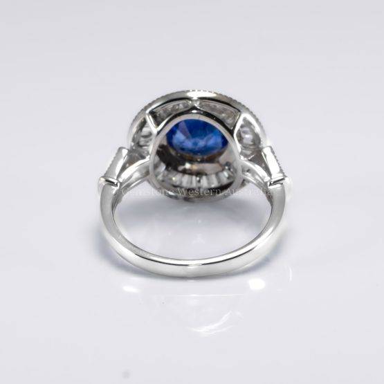 Vintage Style Natural Blue Sapphire Ring |ArtDeco Diamond Halo Ring - 1982748-3