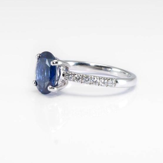 2.05ct Natural Royal Blue Sapphire Platinum Ring | Diamond Accented Band in Platinum - 1982749-2