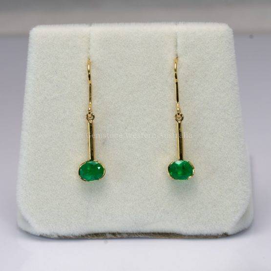 Dangling Emerald Earrings| Colombian Emerald Earrings in 18K Gold - 1982754-1