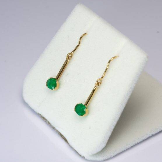 Dangling Emerald Earrings| Colombian Emerald Earrings in 18K Gold - 1982754-3