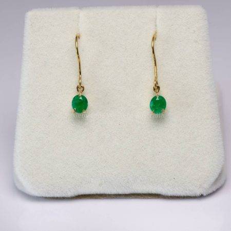 Dangling Oval Emerald Earrings| Colombian Emerald Earrings in 18K Gold - 1982755-1