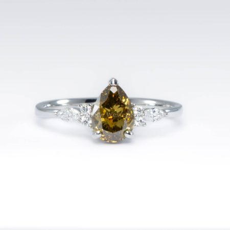 GIA 1.02ct Fancy Yellow Brown Diamond Ring in Platinum - 1982756-3