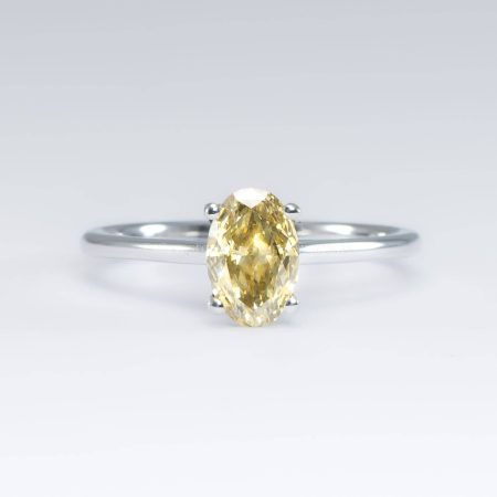 GIA 0.91ct Fancy Brownish Yellow Diamond Solitaire Ring in Platinum - 1982751-1