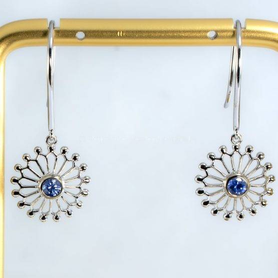 Natural Blue Sapphire Earrings in 18K White Gold - 1982760-1