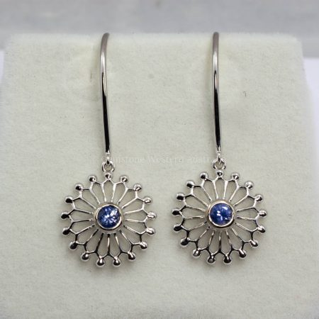 Natural Blue Sapphire Earrings in 18K White Gold - 1982760-3