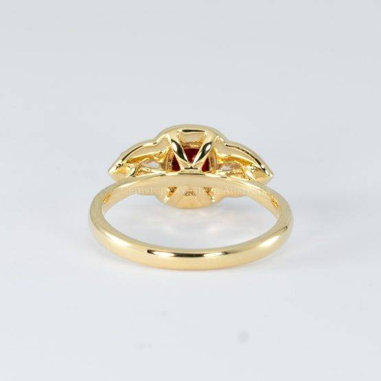1 Carat Cushion Cut Ruby and Diamond Halo Ring in 18K Yellow Gold - 1982761-3