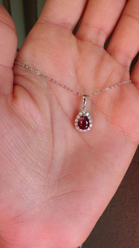 Exquisite Natural Unheated Ruby Pendant – 1.05ct Pear Shape - 1982765-3