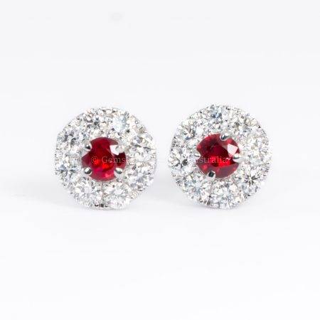 1.52ct Natural Ruby and Diamond Halo Earrings - 1982762